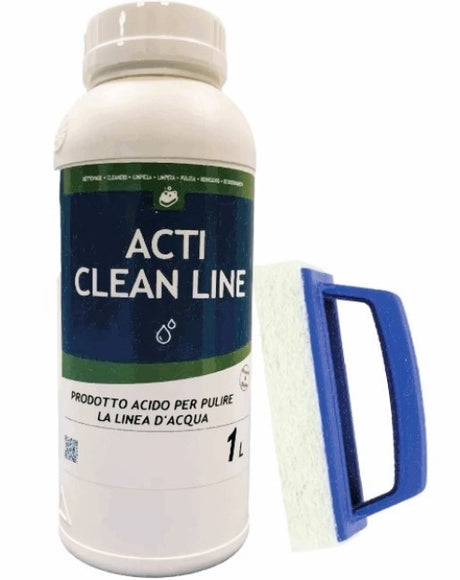 Kit Pulizia Linea di Galleggiamento Piscina Professionale - Detergente Liquido Clean Line da 1 LT + Spazzola - Prodotto Chimico per Piscina